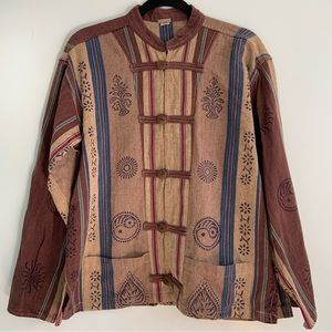 Lagenlook 100% Cotton Jacket Made in Nepal Jing Jang in Pattern